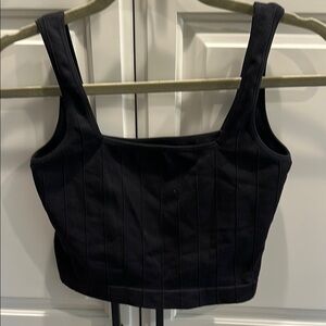 Spiritual Gangster Black Ribbed Women's Yoga Top